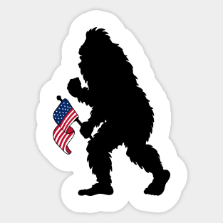 Bigfoot 4th Of July American Flag Silhouette Sticker